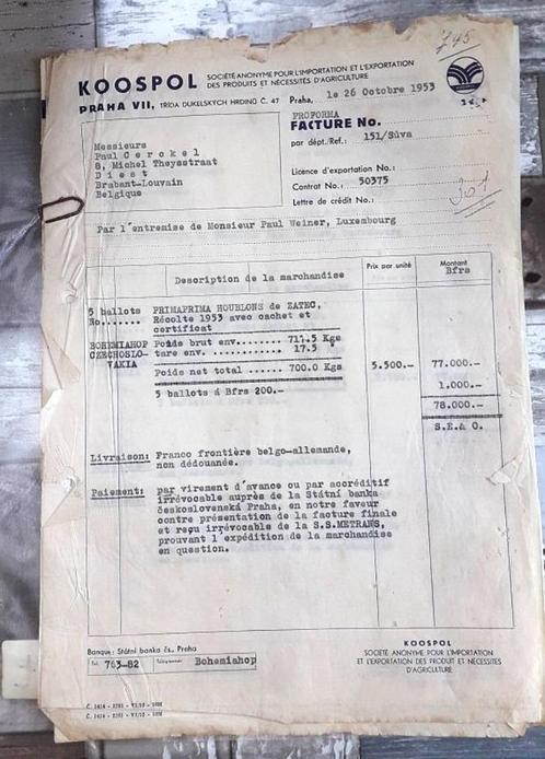 Bundel facturen gericht aan Paul Cerckel Diest, Verzamelen, Biermerken, Gebruikt, Ophalen of Verzenden
