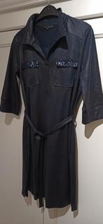 Stoere donkerblauwe suede jurk met satijn effect - maat 38, Maat 38/40 (M), Ophalen of Verzenden