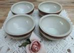4 Frans gres kommetjes/ schaaltjes met bruine rand, -, Céramique, Utilisé, Autres styles