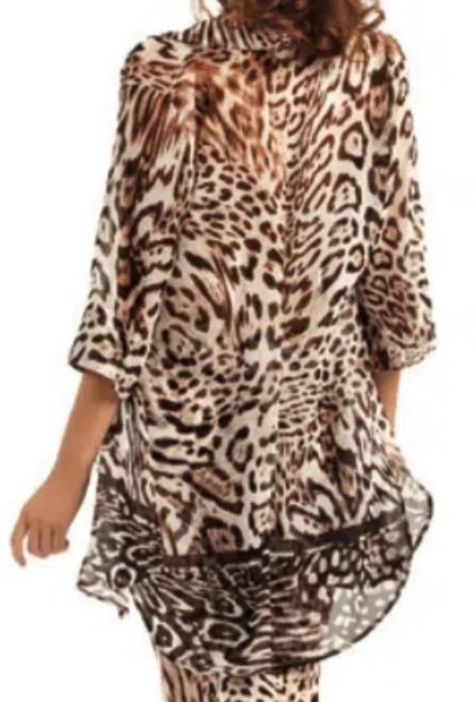 ZAMBIA, Afrika, panterprint, warme aardetinten in Tuniek LIN, Kleding | Dames, Badmode en Zwemkleding, Nieuw, Overige typen, Bruin