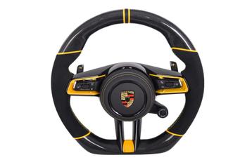 Porsche sportstuur Alcantara met gele accenten & carbon trim beschikbaar voor biedingen