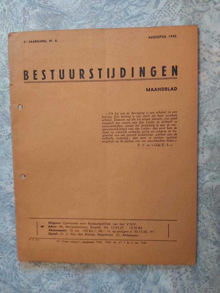 VNV Brans Volk Staat Krant Bezetting Gouw ZB Brigade NSJV, Verzamelen, Tijdschriften, Kranten en Knipsels, Tijdschrift, 1940 tot 1960