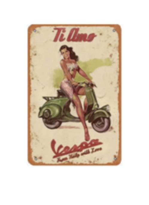 Vespa blikken decoratie plaat, Verzamelen, Merken en Reclamevoorwerpen, Zo goed als nieuw, Reclamebord, Ophalen of Verzenden