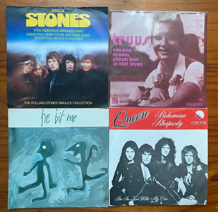 7” vinylsingles – Queen, Rolling Stones, He Bit Me & Truus, Cd's en Dvd's, Vinyl | Dance en House, Zo goed als nieuw, Ophalen