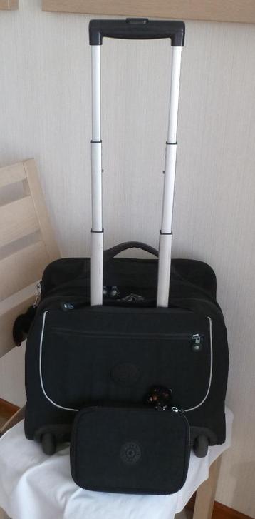Kipling Trolley zwart 2 wielen + grote pennenzak + apen beschikbaar voor biedingen