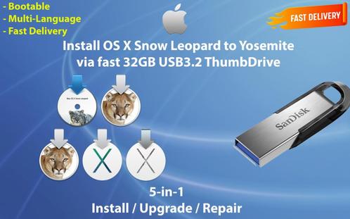 Installez Mac OS X 10.6.3-10.10.5 via une Clé USB de 32 Go!!, Informatique & Logiciels, Systèmes d'exploitation, Neuf, MacOS, Envoi
