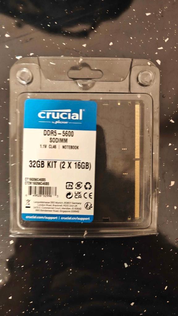 Crucial 32 GB DDR5 5600 MHz RAM-kit (laptop) - nieuw, Computers en Software, RAM geheugen, Nieuw, Laptop, 32 GB, DDR5, Ophalen of Verzenden