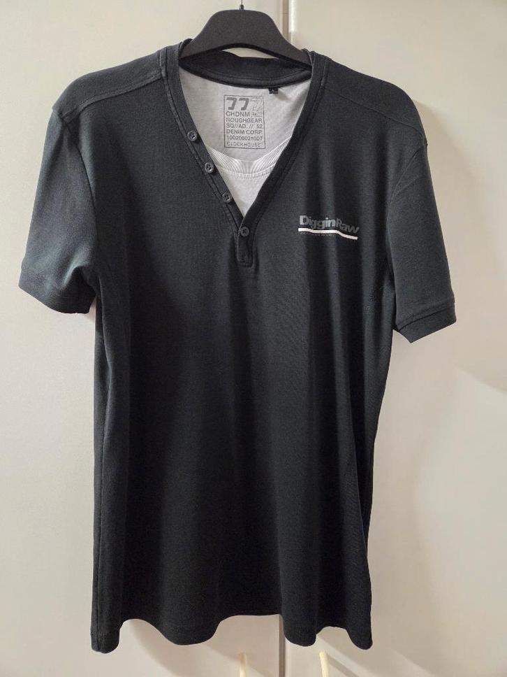 Zwarte T-shirt met print  DigginRaw, maat L, Kleding | Heren, T-shirts, Zo goed als nieuw, Maat 52/54 (L), Ophalen of Verzenden
