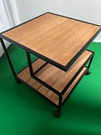 Bijzettafeltje hout metaal, Huis en Inrichting, Ophalen, Gebruikt, Vierkant, Hout