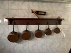 Archelle en bois + 5 poêlons en cuivre, Antiquités & Art, Enlèvement