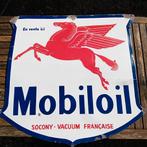 Zeldzaam groot emaille reclamebord MOBILOIL, Ophalen, Zo goed als nieuw, Reclamebord