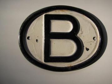 4 België B landenbordje land schildje plaatje bord oldtimer, Verzamelen, Ophalen of Verzenden, Gebruikt, Auto's