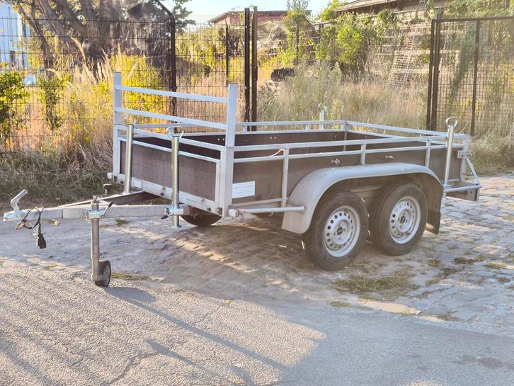 Remorque Aanhangwagen Dubbelas <750kg Ongeremd + Huif, Autos : Divers, Remorques, Comme neuf, Enlèvement