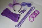 Fluo paars verkleden party set accessoires, Ophalen of Verzenden, Zo goed als nieuw, Accessoires