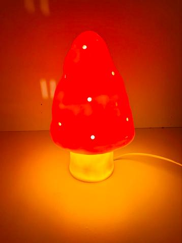 LEUKE VINTAGE 90’s “HEICO” MUCHROOM LAMP (Zie Beschr.) beschikbaar voor biedingen