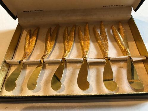 Six petits couteaux dorés Janis, Antiquités & Art, Antiquités | Couverts, Enlèvement ou Envoi