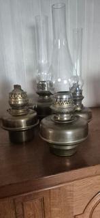4 antiek koperen olielampen, Antiek en Kunst, Ophalen