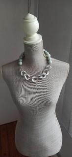 Juweel - lichtgroene design ketting met parels en krullen, Enlèvement ou Envoi, Comme neuf, Synthétique, Vert