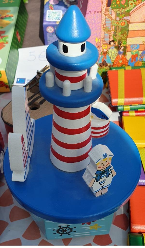 Muziekdoos Ulysse Vuurtoren Houten, Antiek en Kunst, Curiosa en Brocante, Ophalen of Verzenden
