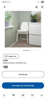 Stoel wit Lidas Ikea (4 stuks), Huis en Inrichting, Ophalen, Wit, Zo goed als nieuw, Vier