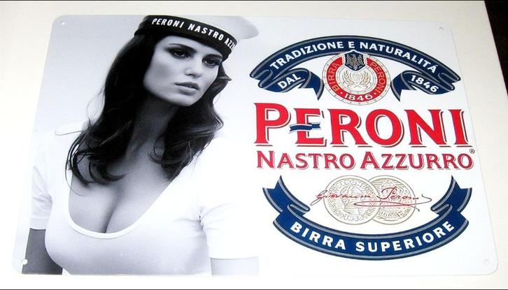 PERONI BIER : Metalen Bord Peroni - Birra Superiore, Verzamelen, Biermerken, Nieuw, Reclamebord, Plaat of Schild, Overige merken