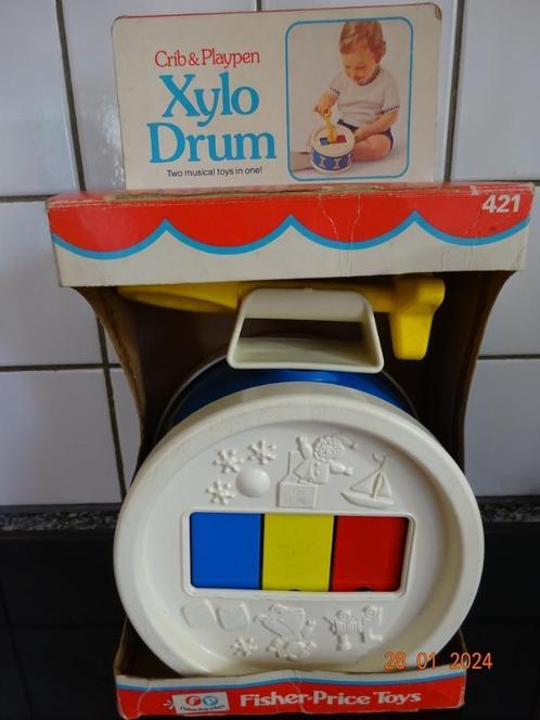 Vintage Fisher Price Xylo-drum #421 / #70421-trommeltje, Enfants & Bébés, Jouets | Fisher-Price, Sonore, Enlèvement ou Envoi