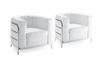 ONDA fauteuils van ZANOTTA in WIT leer, 2 stuks/2 stoelen beschikbaar voor biedingen