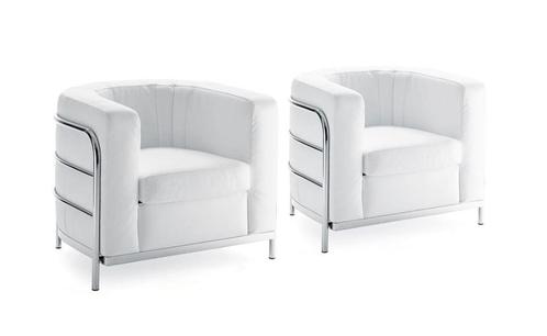 ONDA fauteuils van ZANOTTA in WIT leer, 2 stuks/2 stoelen, Huis en Inrichting, Fauteuils, Zo goed als nieuw, Leer, Metaal, 75 tot 100 cm