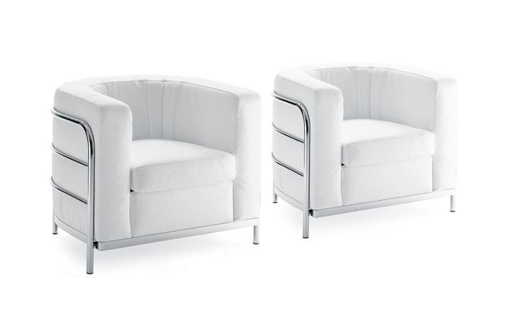 ONDA fauteuils van ZANOTTA in WIT leer, 2 stuks/2 stoelen, Huis en Inrichting, Fauteuils, Zo goed als nieuw, Leer, Metaal, 75 tot 100 cm