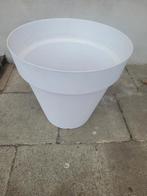 Witte bloempot, Tuin en Terras, Kunststof, Rond, Binnen, Zo goed als nieuw