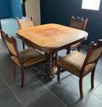 eet tafel met stoelen antiek, Ophalen, Gebruikt, Vier personen, Eikenhout