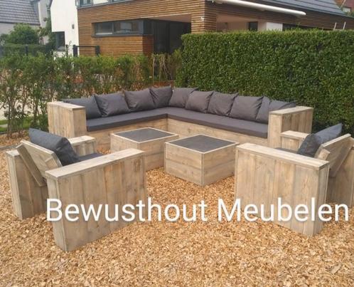 Steigerhouten Hoekbank – Robuust & Comfortabel, Tuin en Terras, Tuinsets en Loungesets, Nieuw, Steigerhout, Bank, Ophalen of Verzenden