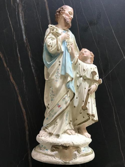 Groot heiligenbeeld Jozef en Jezus - begin 20ste eeuw, Antiek en Kunst, Antiek | Religieuze voorwerpen, Ophalen