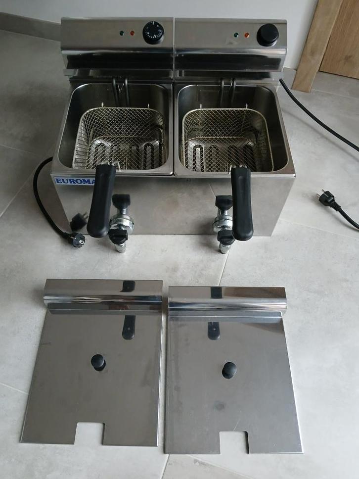 euromax  friteuse 2x 8 liter, Elektronische apparatuur, Frituurpannen, Zo goed als nieuw, 4 liter of meer, Duo-friteuse, Uitneembare binnenpan