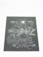 Scratchboard / Krastekening – Landelijk Tafereel – Origineel, Enlèvement ou Envoi