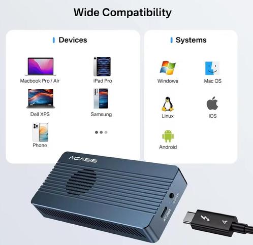Thunderbolt 4 SSD-behuizing, Computers en Software, Harde schijven, Nieuw, Extern, SSD, Thunderbolt, Ophalen of Verzenden