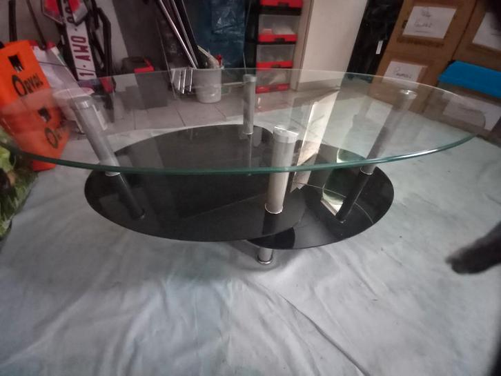 Glazen salontafel - 3 verdiepen, Huis en Inrichting, Tafels | Salontafels, Gebruikt, Glas, Ophalen