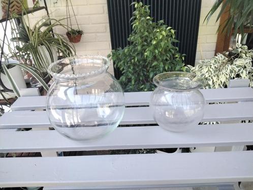 Set van 2 dikke glazen terrariums of aquaria, Tuin en Terras, Bloempotten, Zo goed als nieuw, Binnen, Balkon, Tuin, Rond, Ophalen of Verzenden