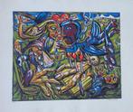 FRED BERVOETS / TYPISCHE FIGURATIE / ZEEFDRUK / 63x73cm SIG, Antiek en Kunst, Ophalen of Verzenden