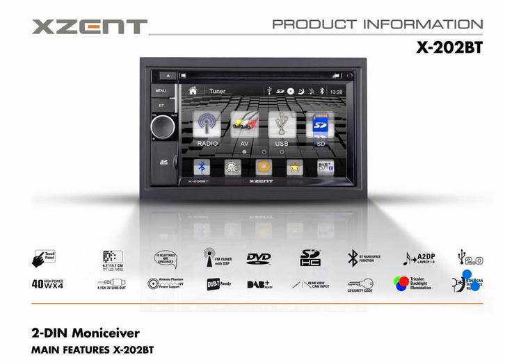 Xzent X-202BT, Auto diversen, Autoradio's, Zo goed als nieuw, Ophalen of Verzenden