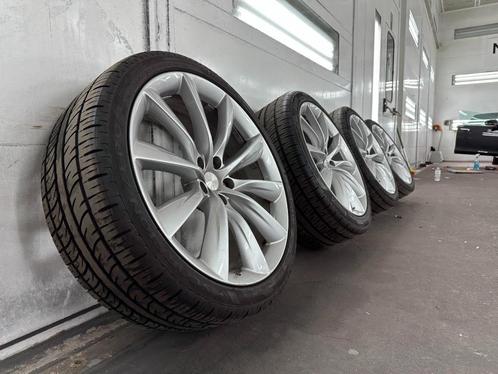 22″ Turbine Silver Tesla Model X wielen met banden (set), Auto-onderdelen, Banden en Velgen, Banden en Velgen, Zomerbanden, Overige maten