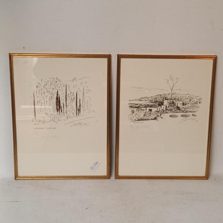 Jos Van Den Abeele - (1912-1991) - koppel lithografien handg, Antiek en Kunst, Kunst | Litho's en Zeefdrukken, Ophalen of Verzenden