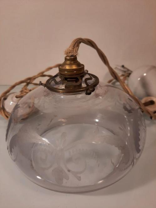 Lampe art déco en verre sablé à système de poulie, Antiquités & Art, Antiquités | Éclairage, Enlèvement ou Envoi