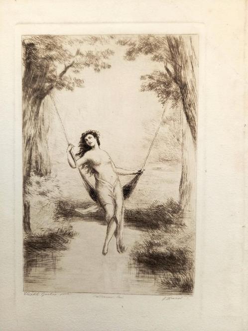 Ets J Hanriot naar schilderij Theophile Gautier, Antiek en Kunst, Kunst | Etsen en Gravures, Ophalen of Verzenden