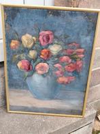 Huile sur papier fleurs signe Alfred duriau, Antiquités & Art, Enlèvement ou Envoi