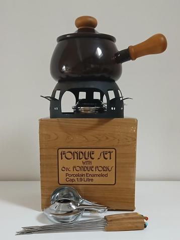  Vintage Fondue Set – Porselein (nieuw in doos) beschikbaar voor biedingen
