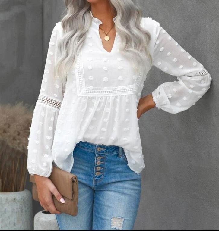 Witte bloes  38/M, Kleding | Dames, Blouses en Tunieken, Zo goed als nieuw, Maat 38/40 (M), Wit, Ophalen of Verzenden