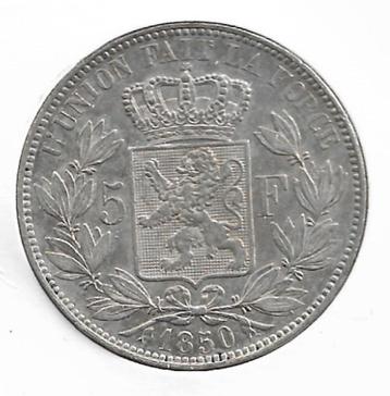 Belgique : 5 francs 1850 FR (= morin 40), Monnaie en vrac, Argent, Argent, Envoi