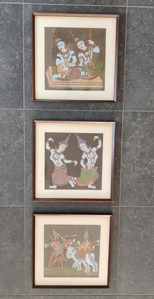 Vintage zijdeschilderij, Huis en Inrichting, Woonaccessoires | Schilderijen, Tekeningen en Foto's, Zo goed als nieuw, Overige typen