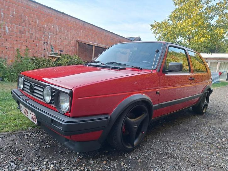 Rode Golf 2, Auto's, Volkswagen, Particulier, Golf, Benzine, 3 deurs, Handgeschakeld, Rood, Blauw, Stof, Voorwielaandrijving, Ophalen